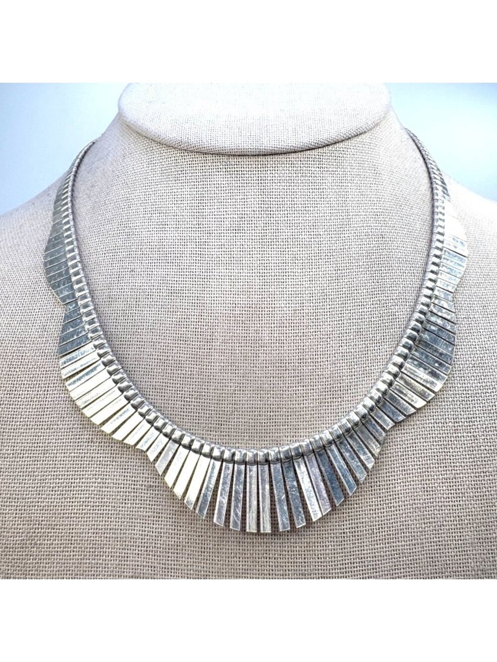 Graduated Bar Link Chain Necklace Sterling Silver 925 Size 16.5" Length